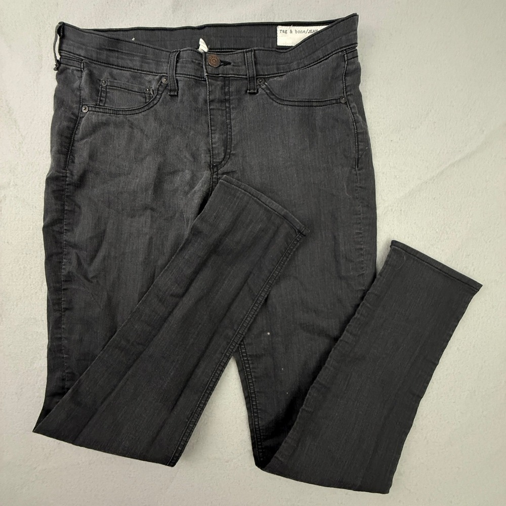 Rag & Bone Jeans Women 32 Black Denim Legging Skinny Mid Rise Stretch Washed